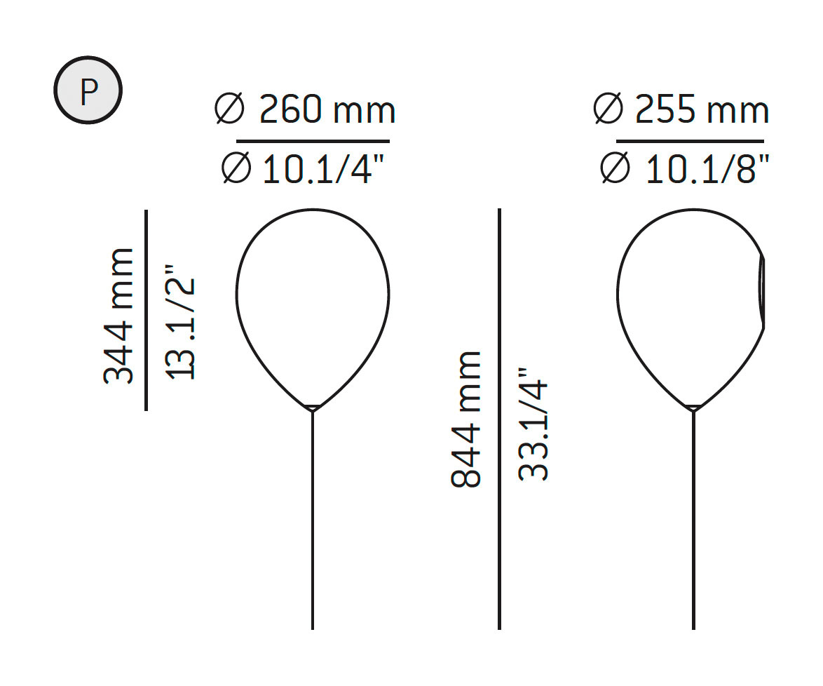 Medidas Balloon modelo A-3050 de pared de Estiluz