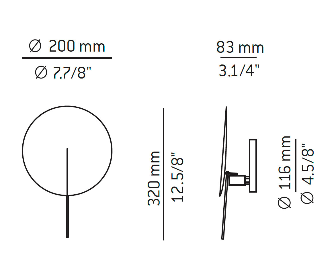 Medidas Obs modelo A-3220L de pared de Estiluz