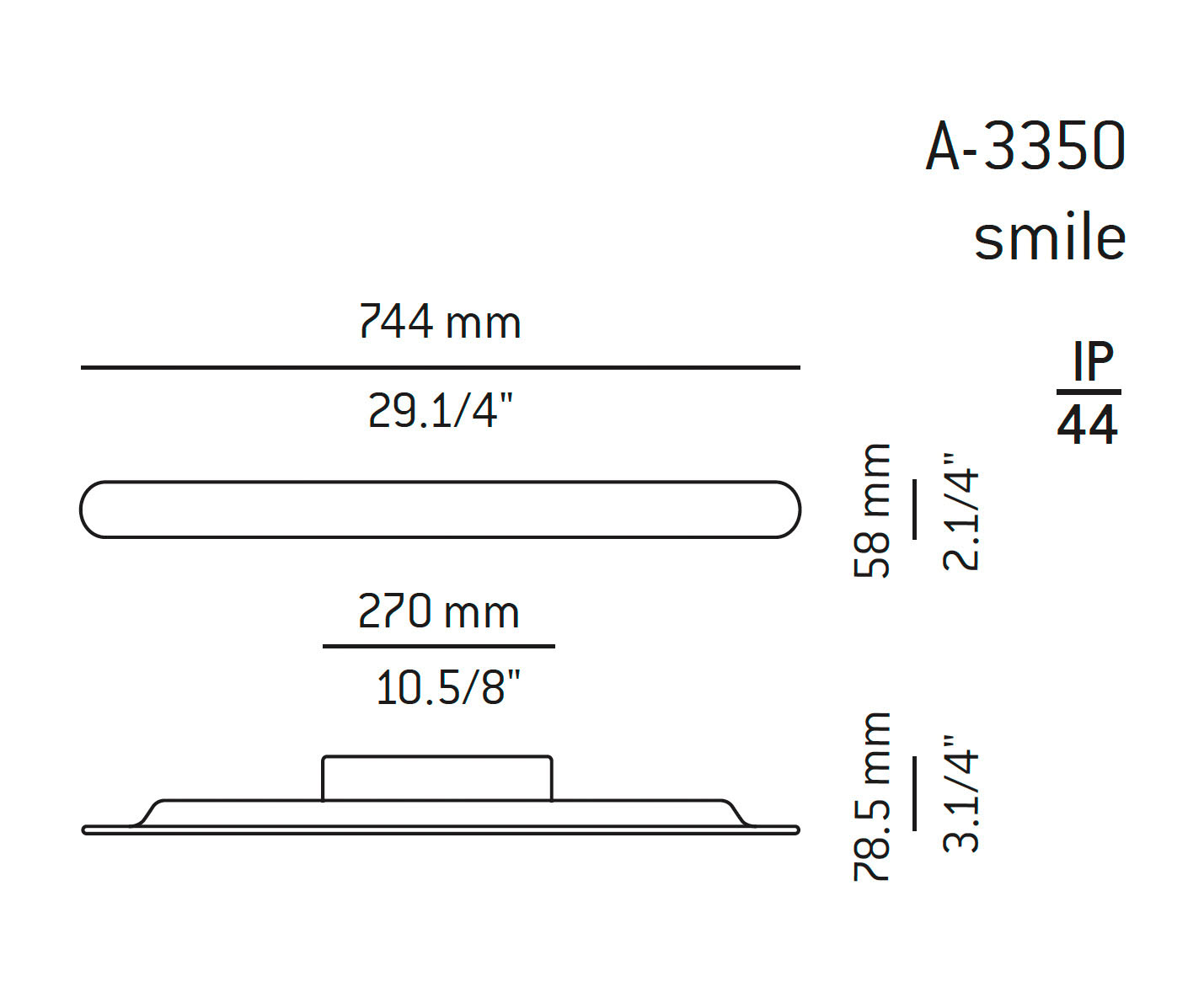 Medidas Smile modelo A-3350 de pared de Estiluz