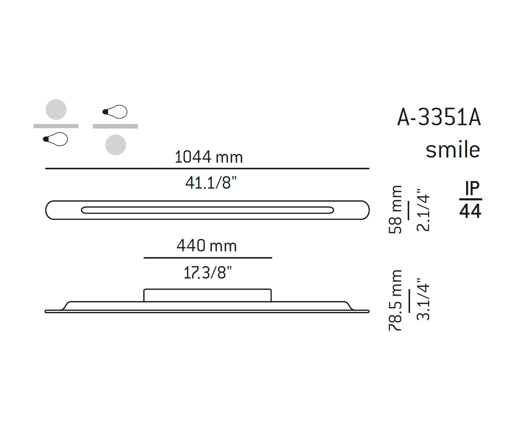 Medidas Smile modelo A-3351A de pared de Estiluz