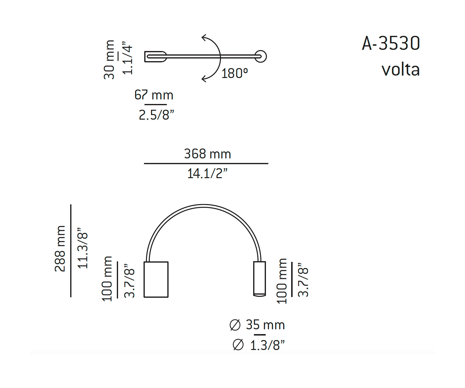 Medidas Volta modelo A-3530 de pared de Estiluz