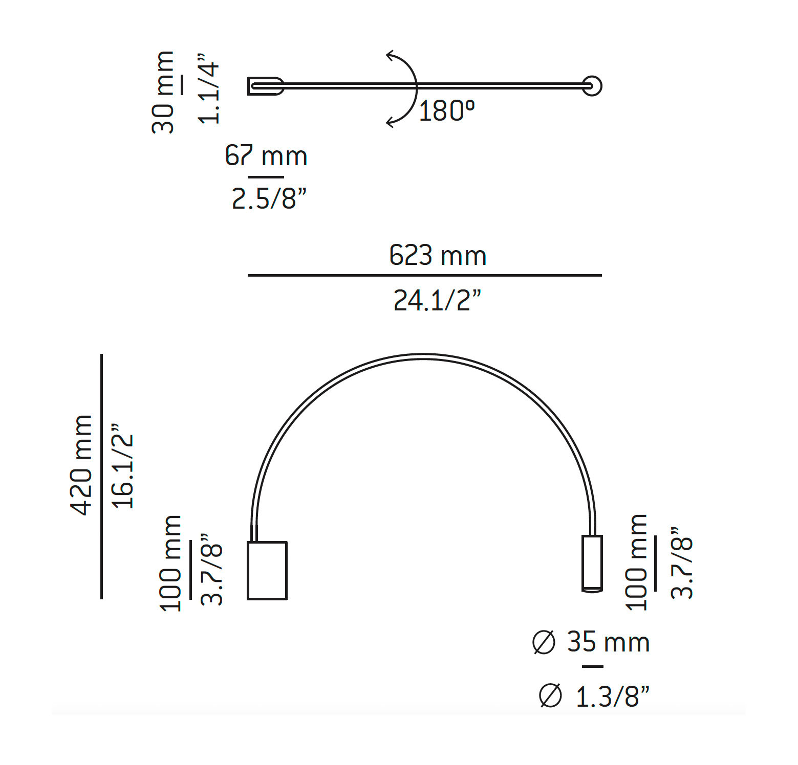 Medidas Volta modelo A-3531 de pared de Estiluz