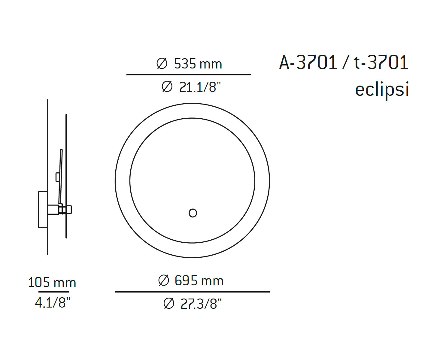 Medidas Eclipsi modelo A-3701 de pared de Estiluz