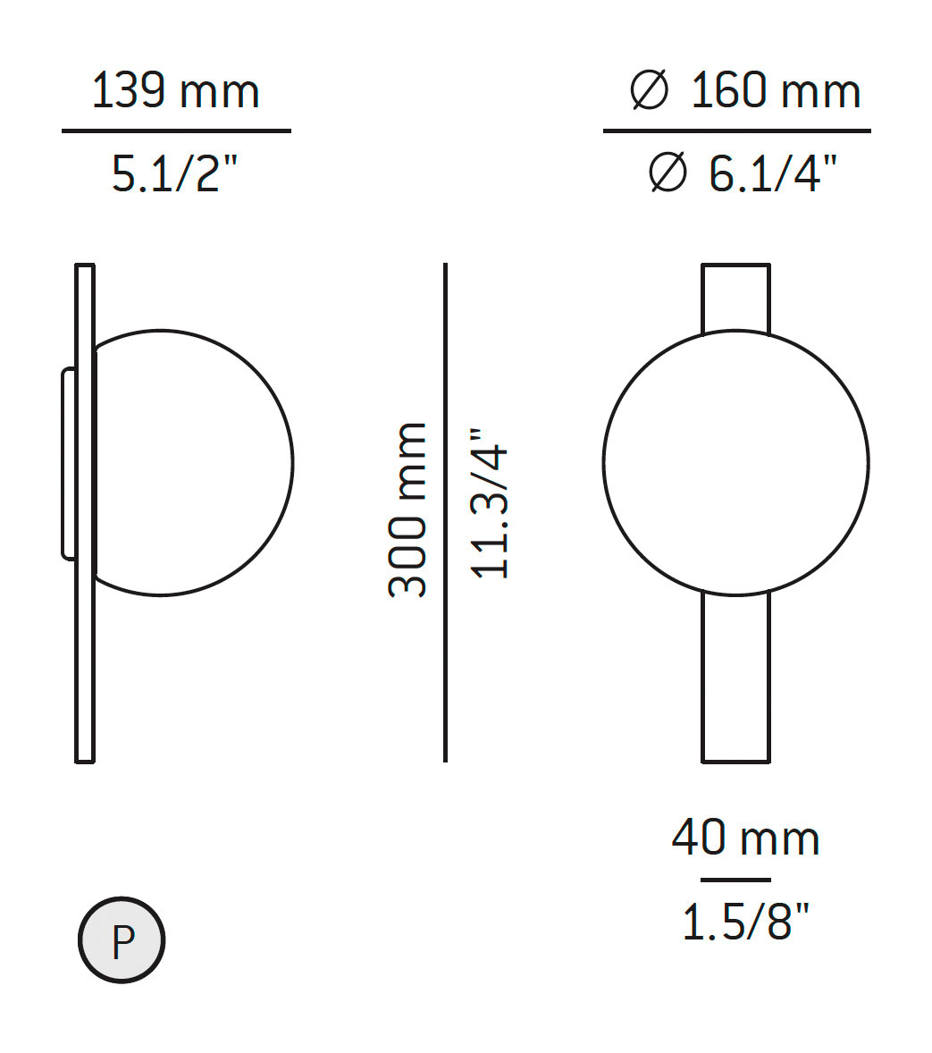 Medidas Circ modelo A-3720X de pared para exterior de Estiluz