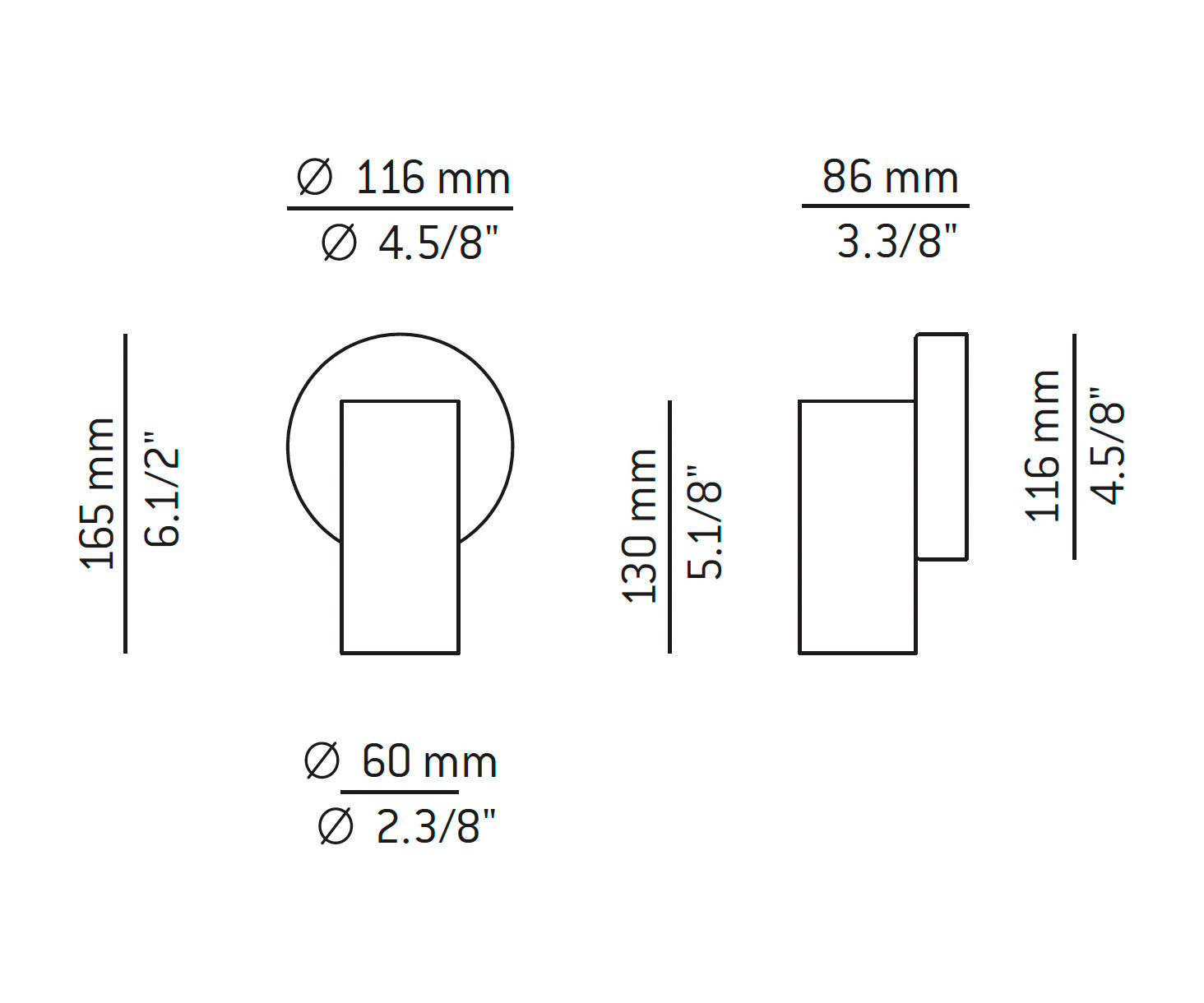 Medidas Cyls modelo A-3900 de pared de Estiluz