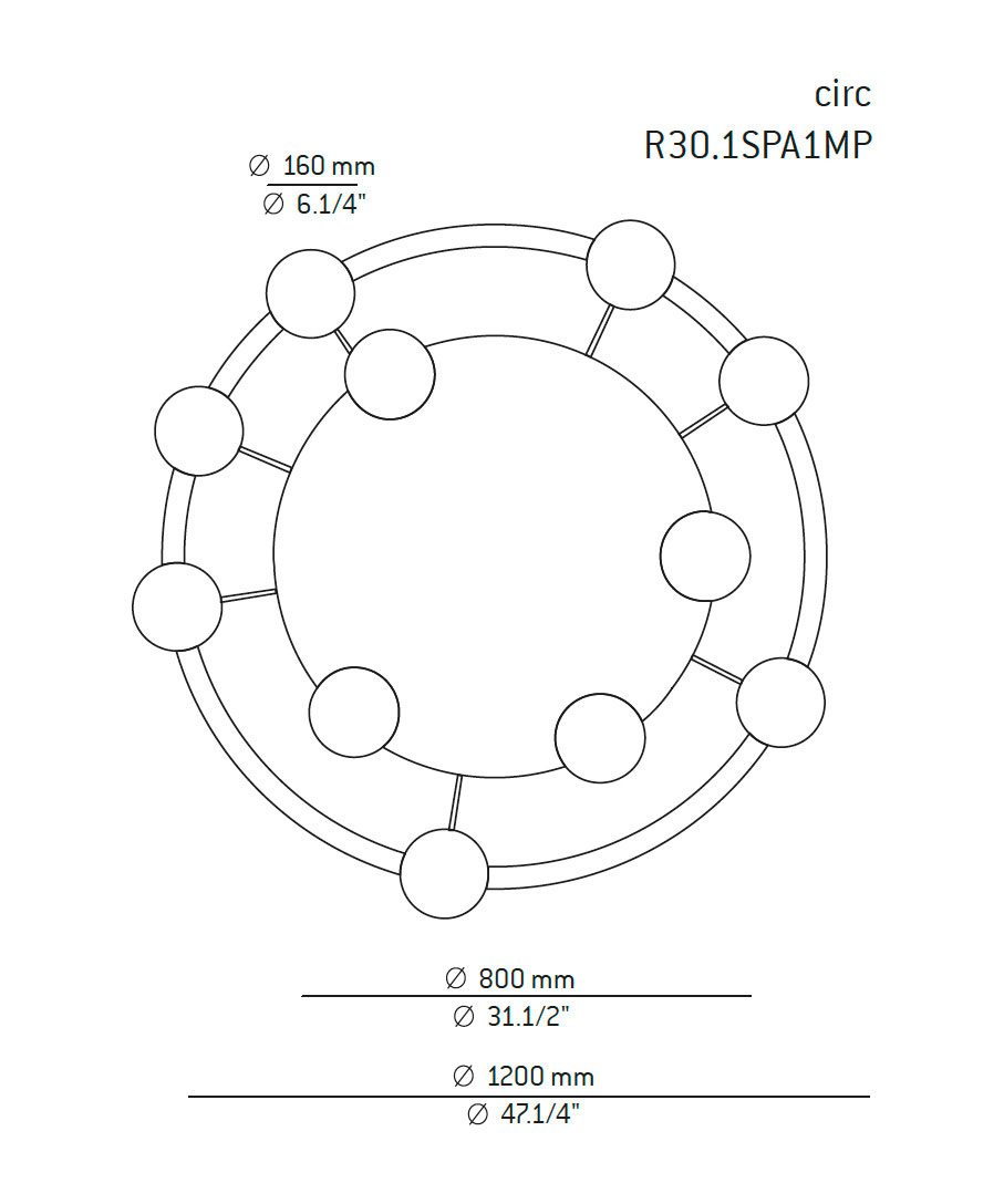 Medidas Circ modelo R30.1SPA1MP de suspensión de Estiluz