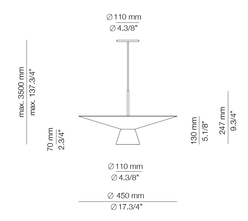 Diagrama de medidas Belt Estiluz BEL_4145RLG y BEL_4145SLG