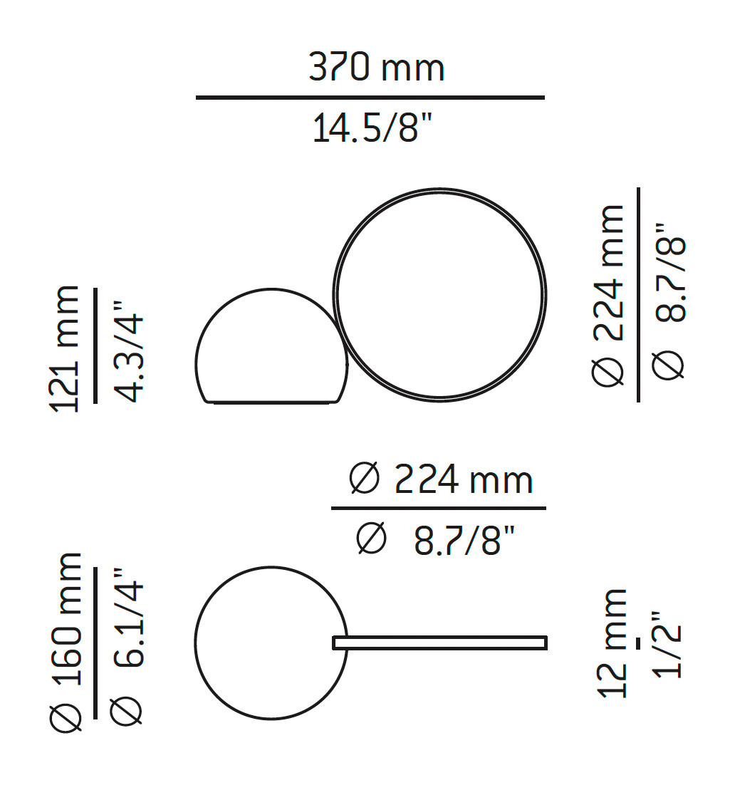 Medidas Circ modelo M-3727 de sobremesa de Estiluz