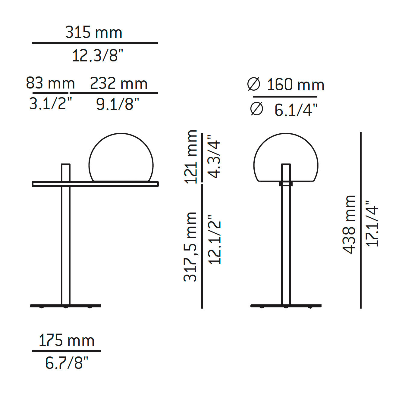 Medidas Circ modelo M-3728 de sobremesa de Estiluz