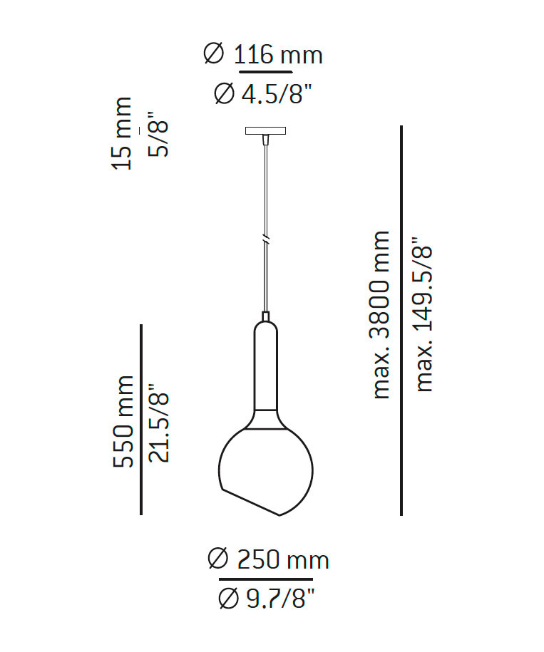 Medidas Luck modelo T-2443 de suspensión de Estiluz