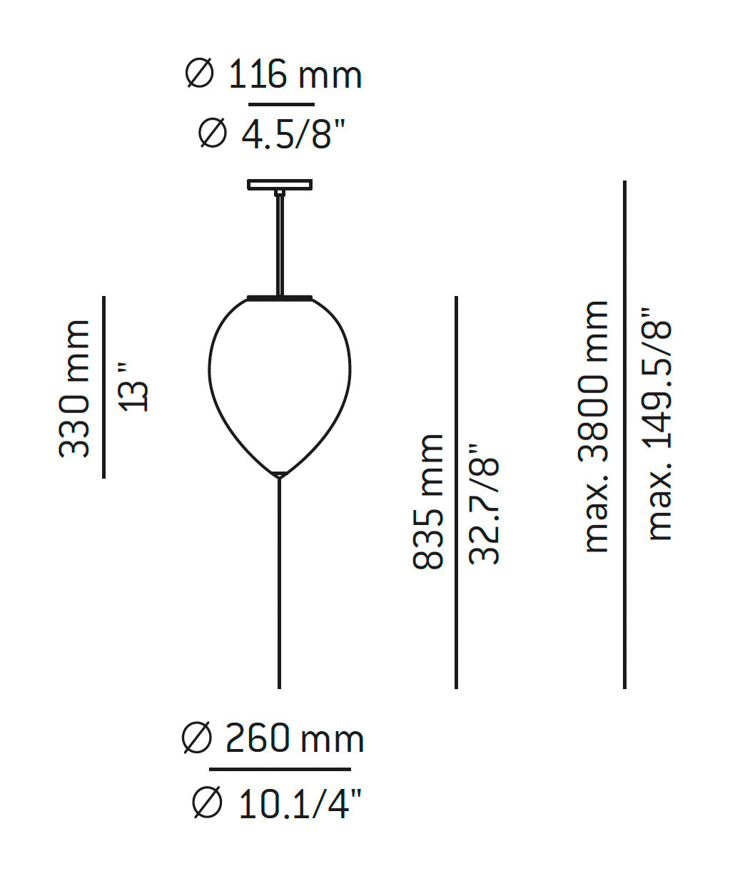 Medidas Balloon modelo T-3055S de suspensión de Estiluz