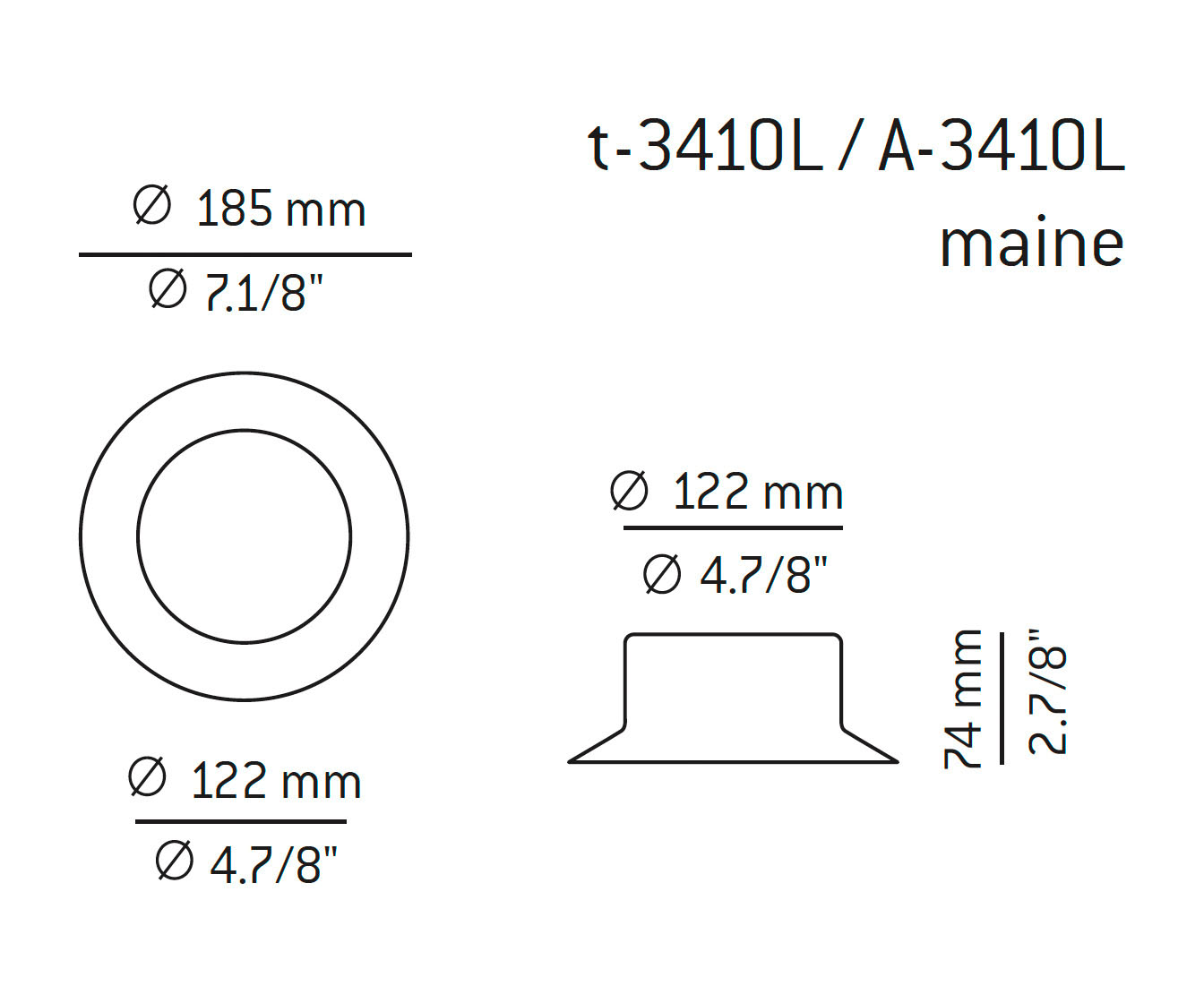 Medidas Maine modelo t-3410L de techo de Estiluz