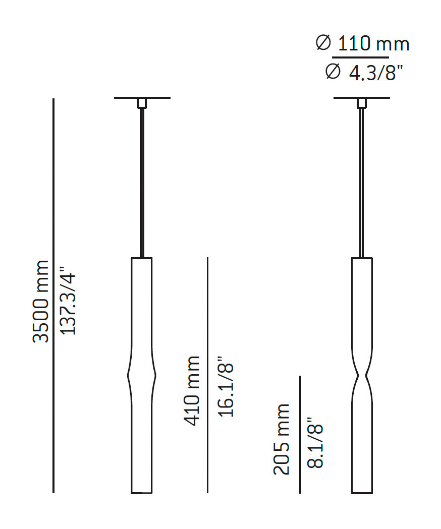 Medidas Flow modelo T-3735R de suspensión de Estiluz