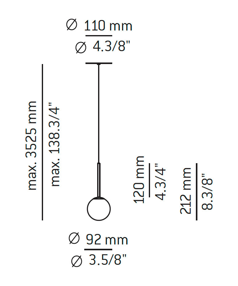 Medidas Alfi modelo T-3744R de suspensión de Estiluz