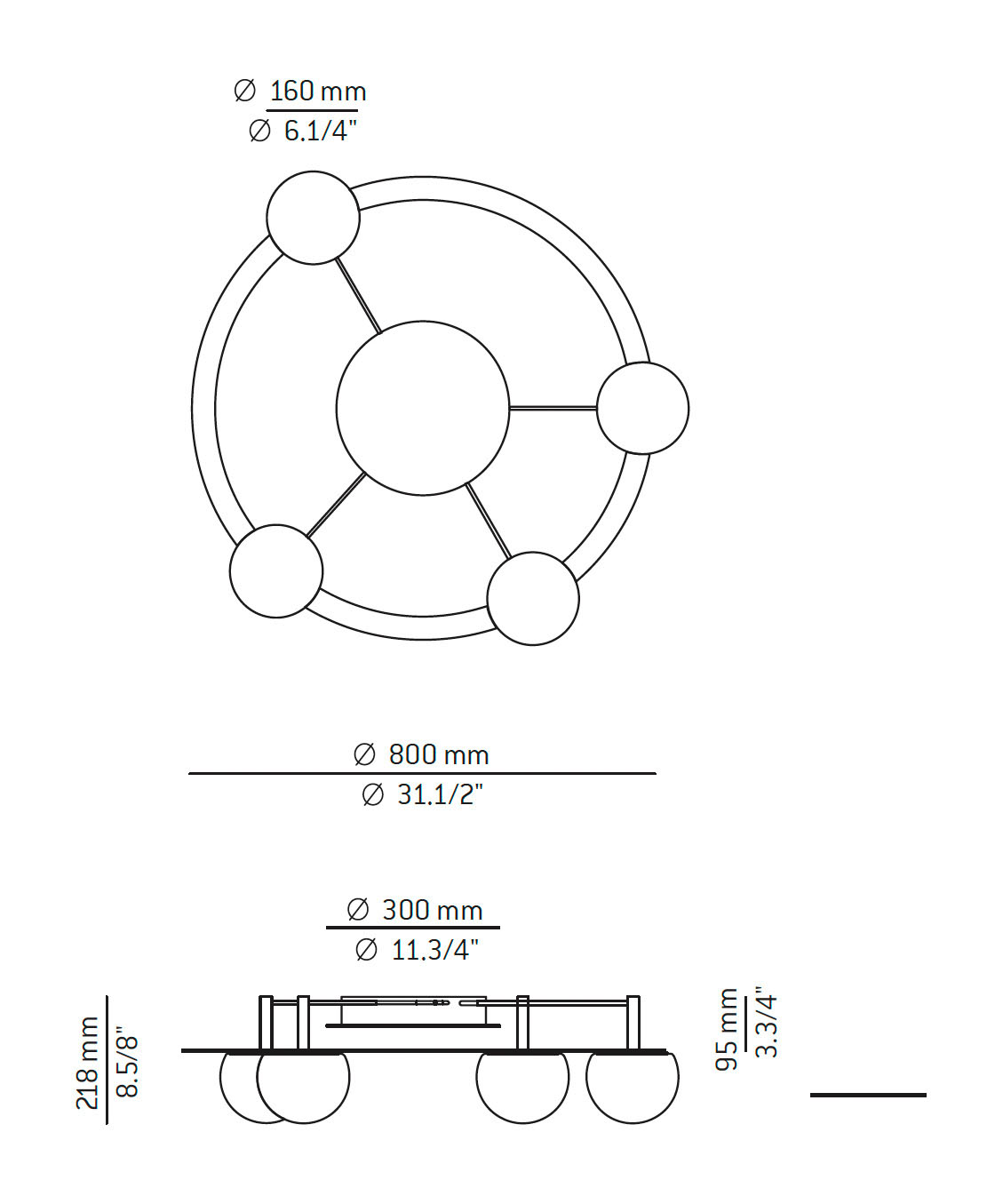 Medidas Circ modelo t-3810S de techo de Estiluz