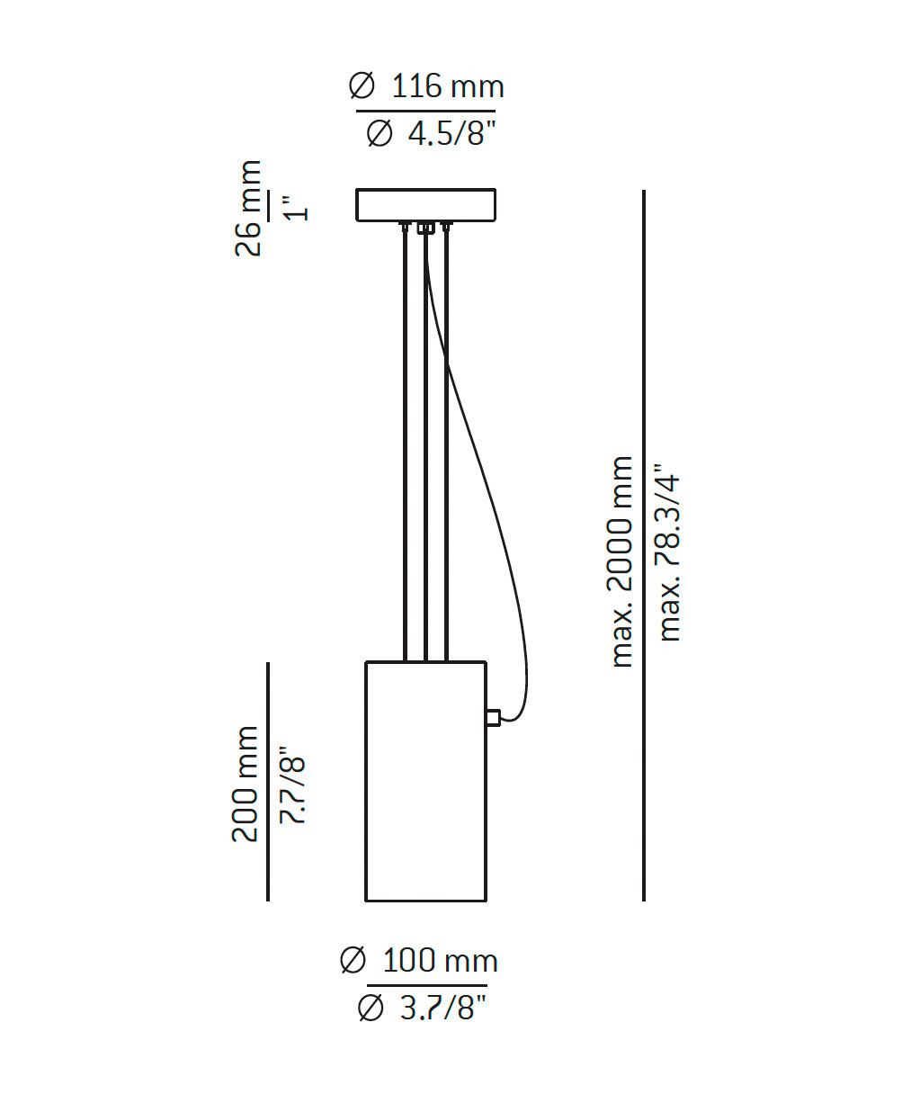 Medidas Cyls modelo T-3905 de suspensión de Estiluz