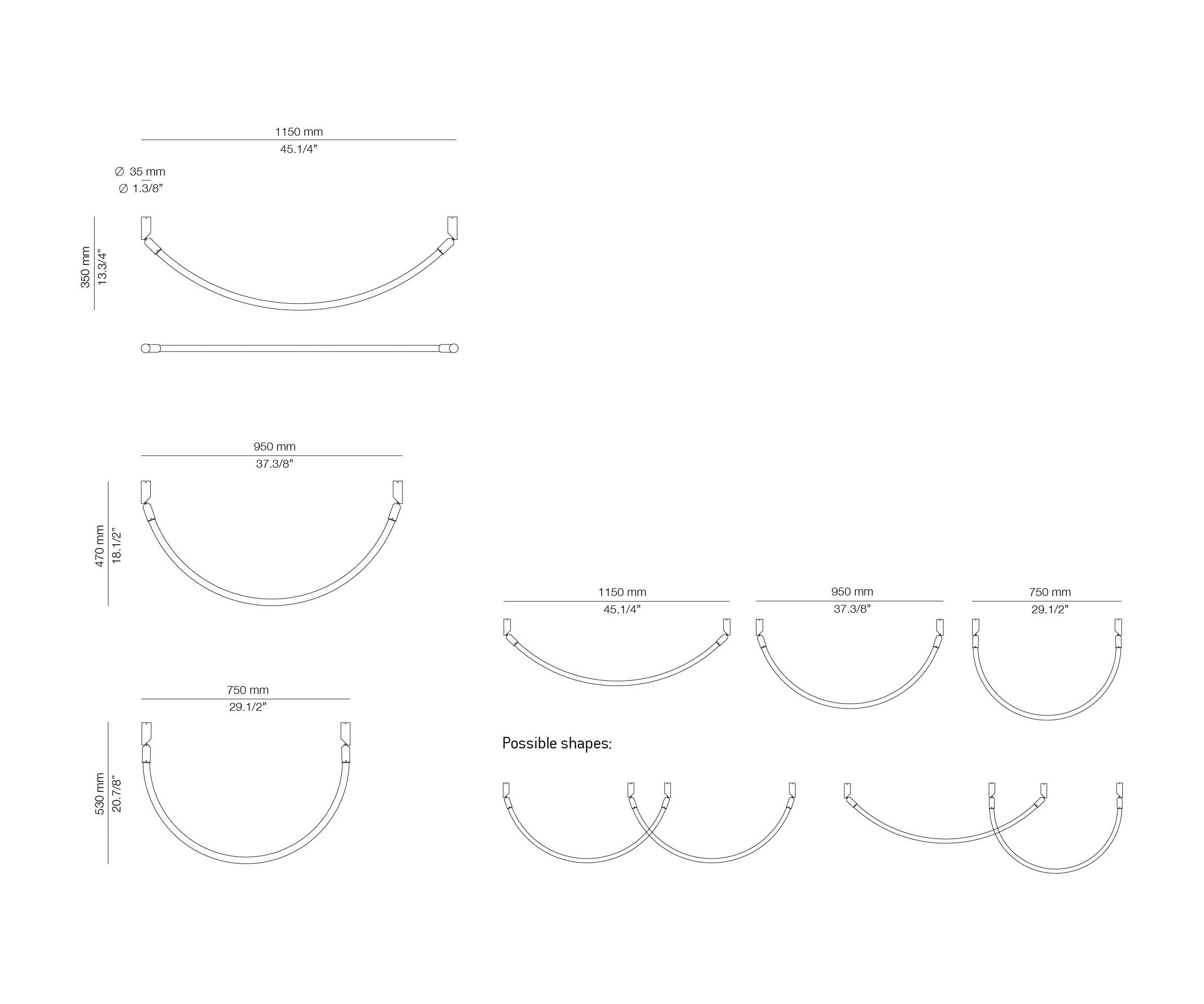 Medidas Arco modelo ARC_4002X de suspensión para exterior de Estiluz