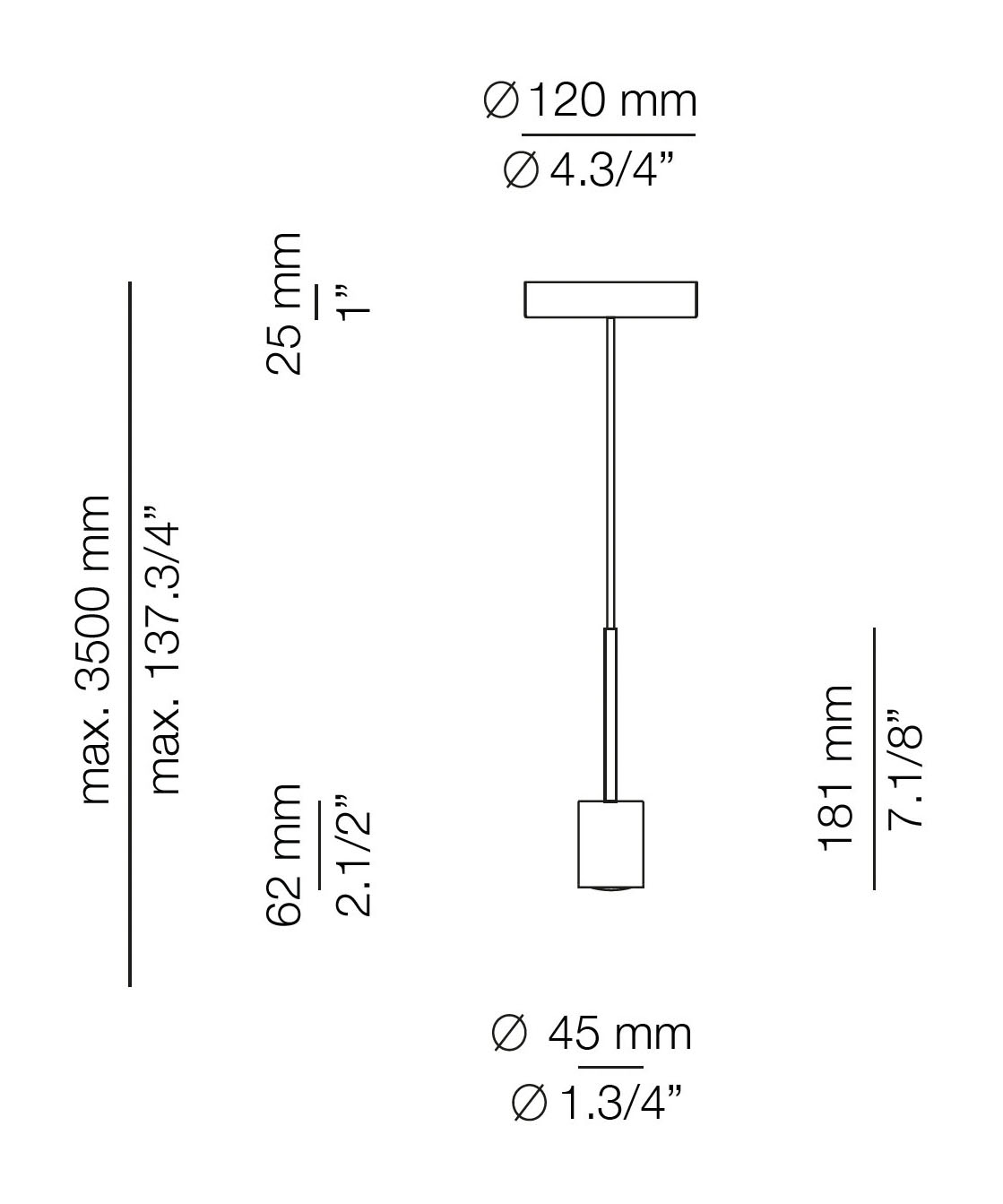 Medidas Belt modelo BEL_4144 de suspensión de Estiluz