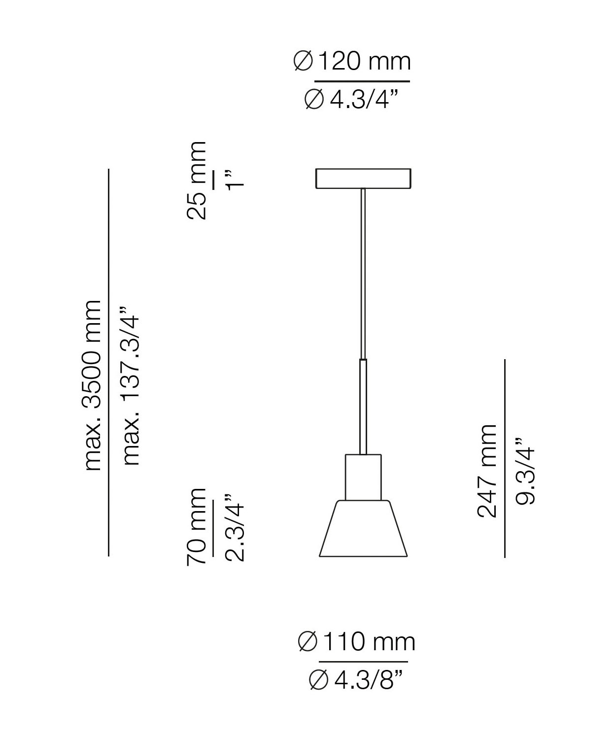 Medidas Belt modelo BEL_4144G de suspensión de Estiluz