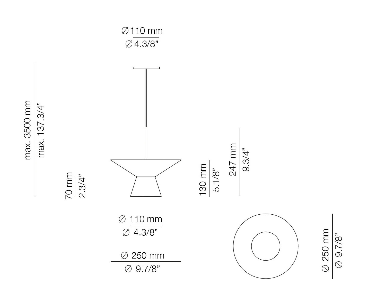 Medidas Belt modelo BEL_4145LG de suspensión de Estiluz