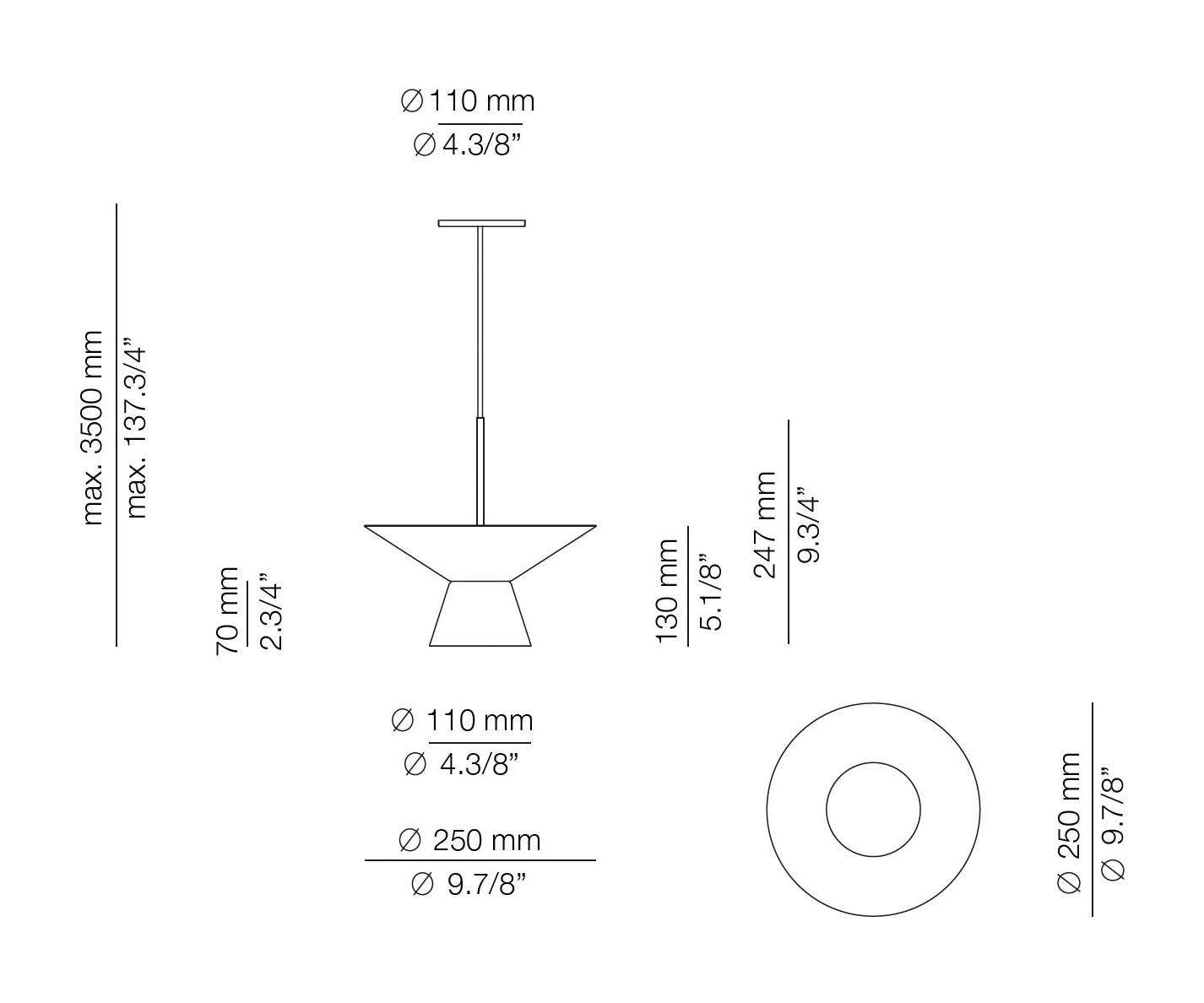 Medidas Belt modelo BEL_4145SG de suspensión de Estiluz