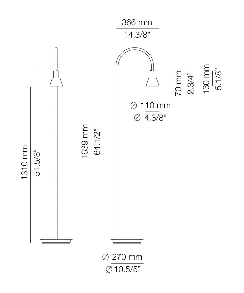 Medidas Belt modelo BEL_4148G de pie de Estiluz