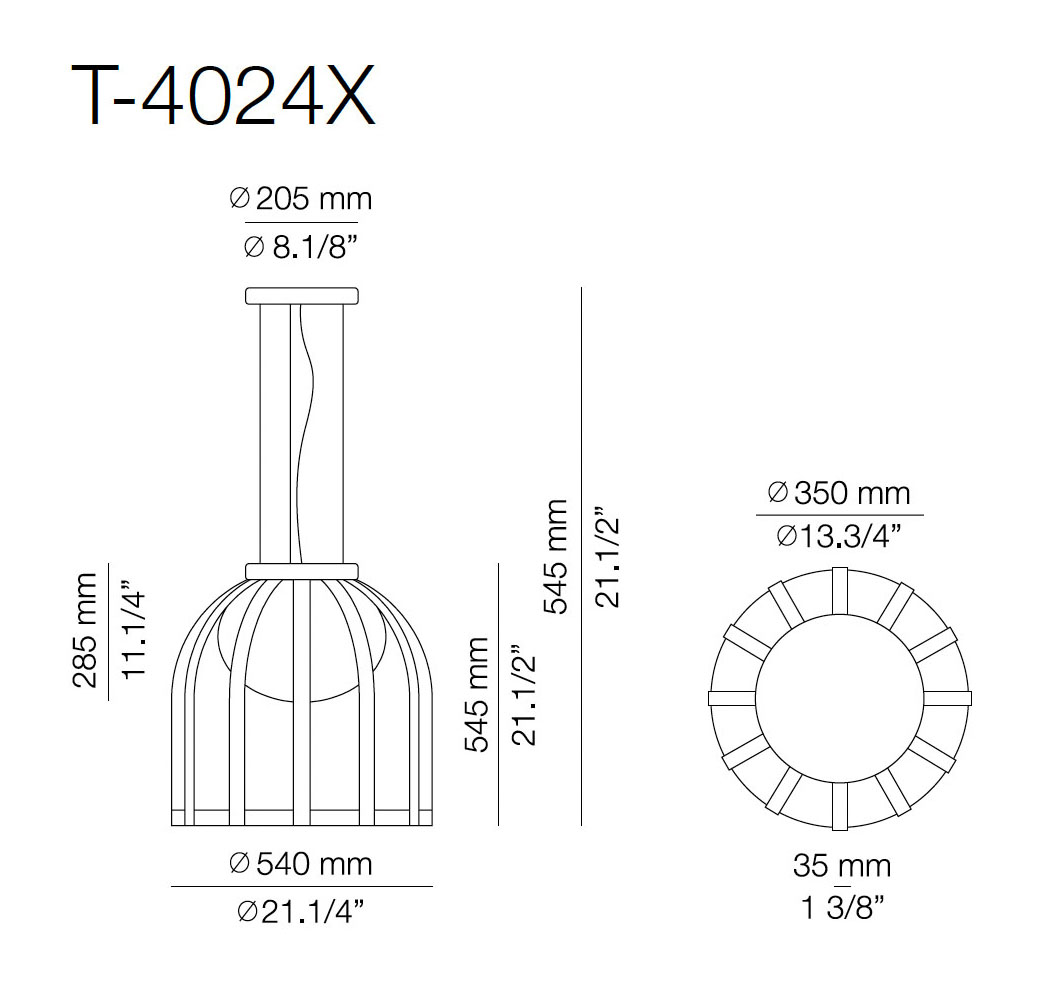 Medidas Bols modelo BOL_4024X de suspensión para exterior de Estiluz