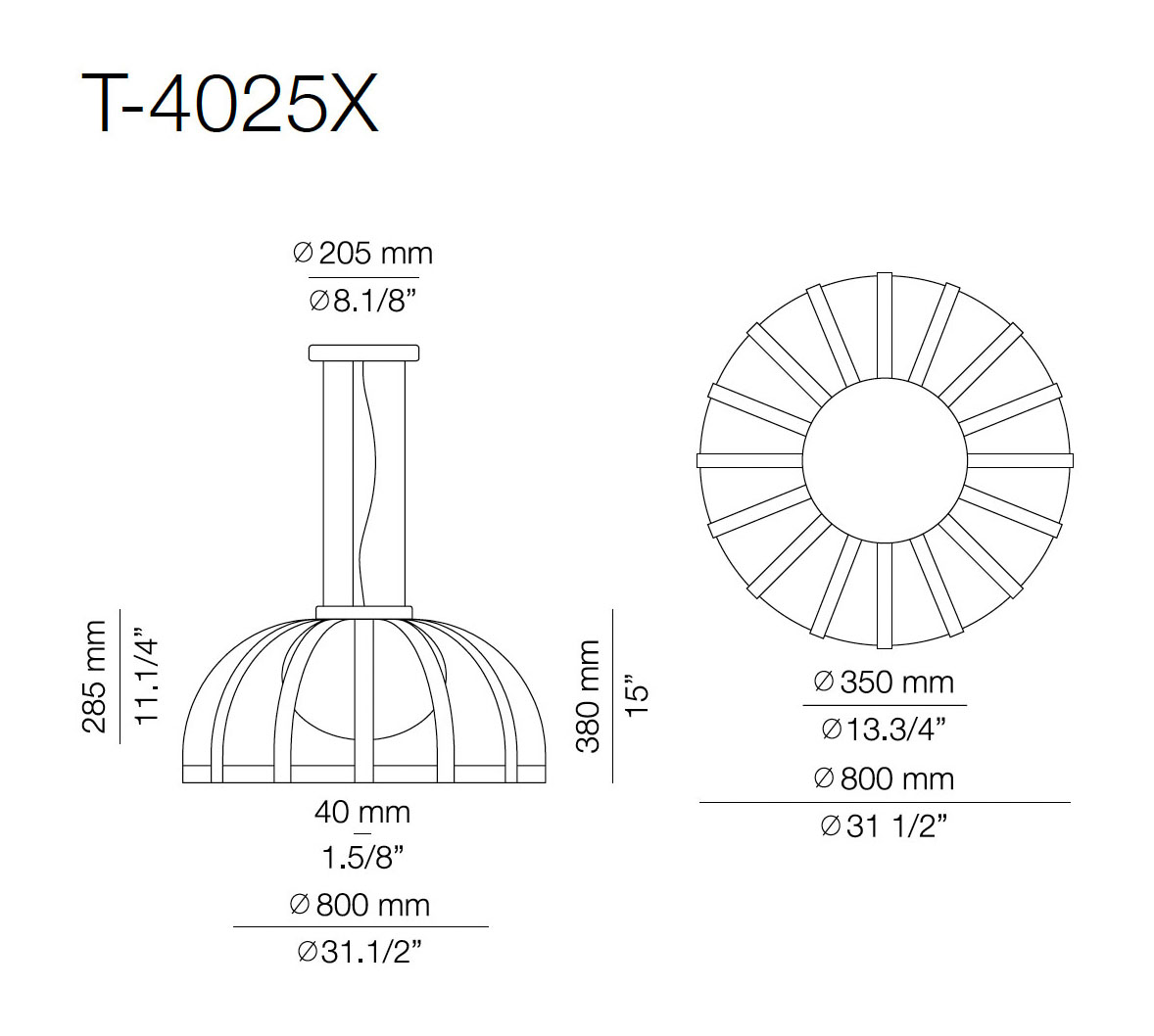 Medidas Bols modelo BOL_4025X de suspensión para exterior de Estiluz