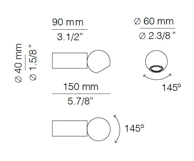 Medidas Compass modelo COM_4070S de pared de Estiluz