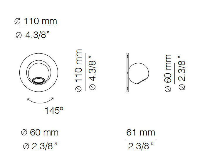 Medidas Compass modelo COM_4073R de pared de Estiluz