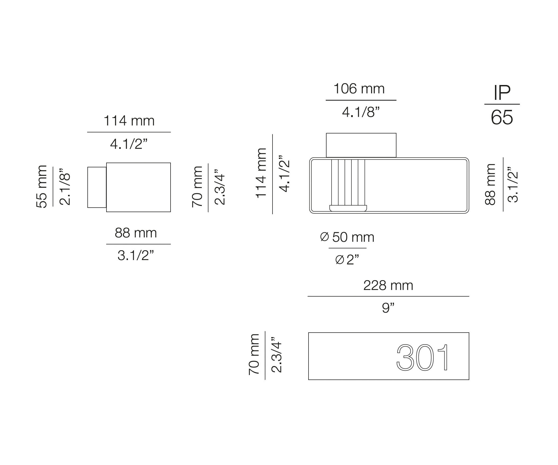 Medidas Frame modelo FRA_4051X de pared para exterior de Estiluz