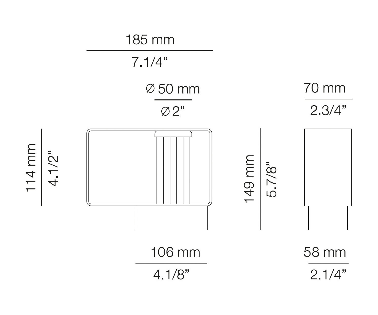 Medidas Frame modelo FRA_4054X de pie para exterior de Estiluz