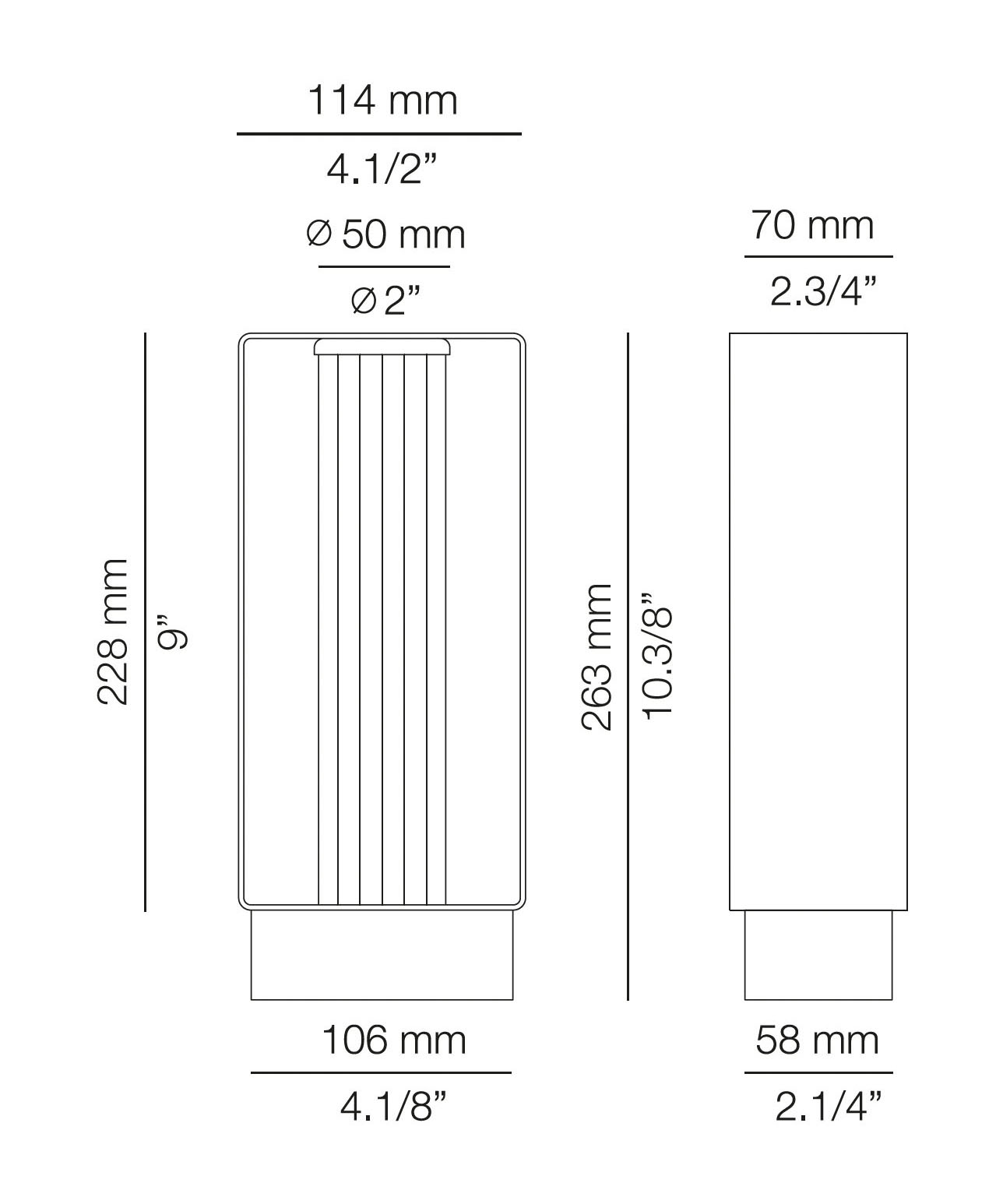 Medidas Frame modelo FRA_4055X de pie para exterior de Estiluz