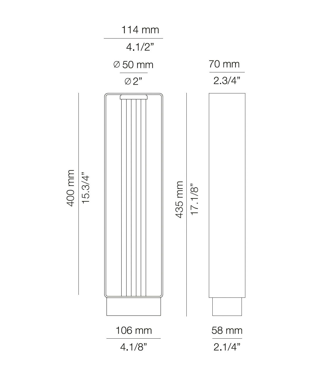 Medidas Frame modelo FRA_4056X de pie para exterior de Estiluz